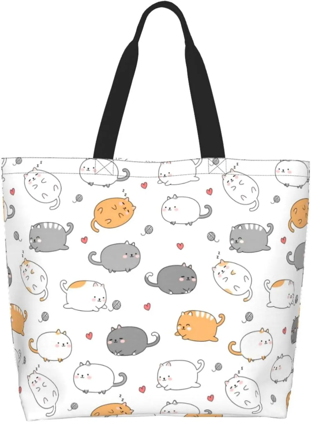 Cute Cat Tote Bag Beach Bag Large Capacity Grocery Bag Reusable Shopping bags for Women