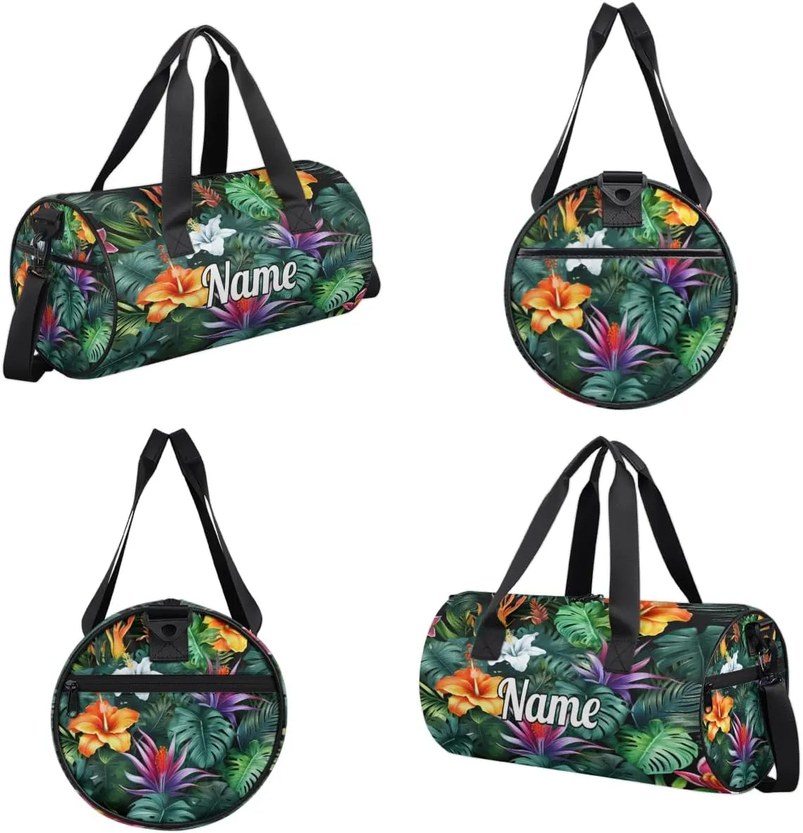 Cute Dance Bag Sport Duffel Gymnastics Sport Bags Custom Ballet Bag Overnight Weekender Bag Waterproof Pattern, Tropical Flowers Palm Leaves