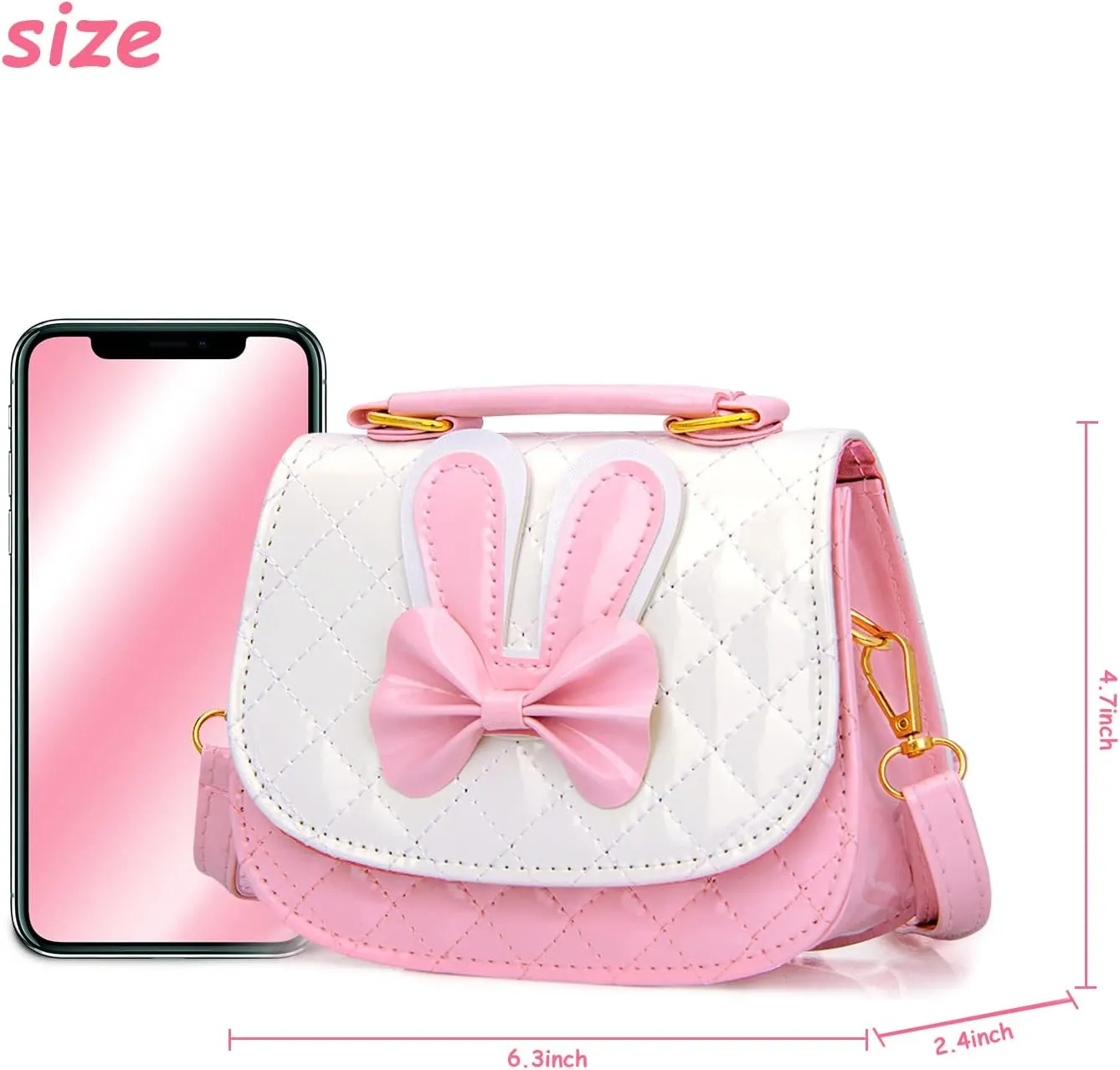 Cute Girls Purse Handbag Mini Cartoon Casual Messenger Shoulder Crossbody Bags (Pink)