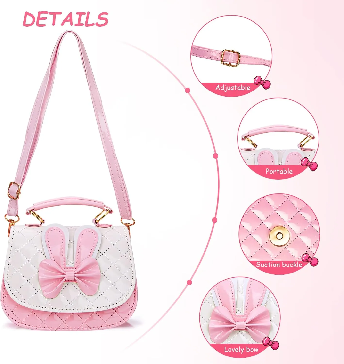 Cute Girls Purse Handbag Mini Cartoon Casual Messenger Shoulder Crossbody Bags (Pink)