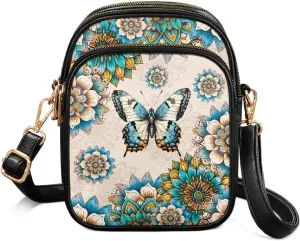 Cute Pattern Crossbody Bag for Women Multi-Pocket Leather Cross Body Bag with Adjustable Strap