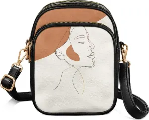 Cute Pattern Crossbody Bag for Women Multi-Pocket Leather Cross Body Bag with Adjustable Strap