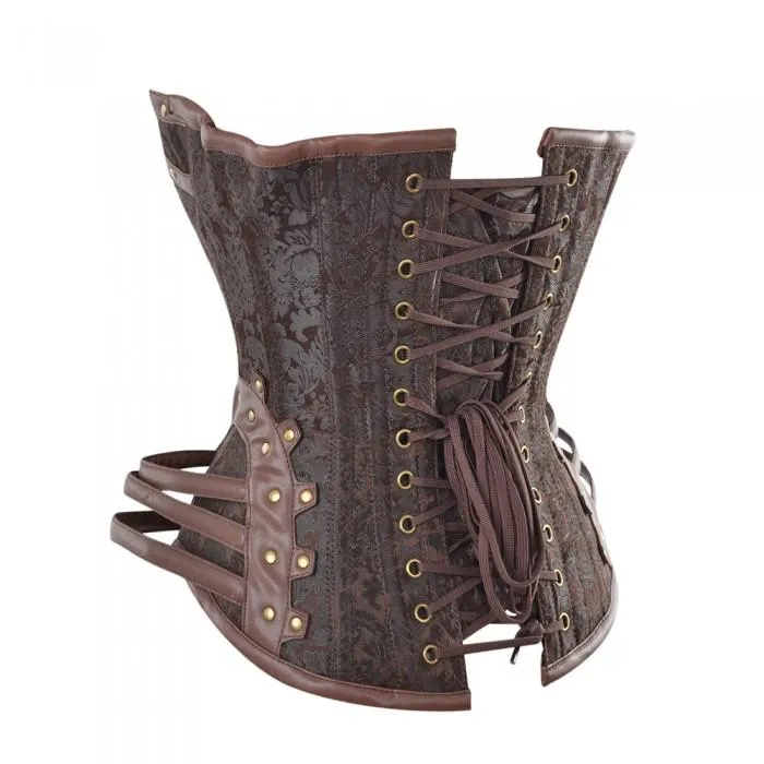 Daley Brown Steampunk Corset With Hip Straps And Neckholder