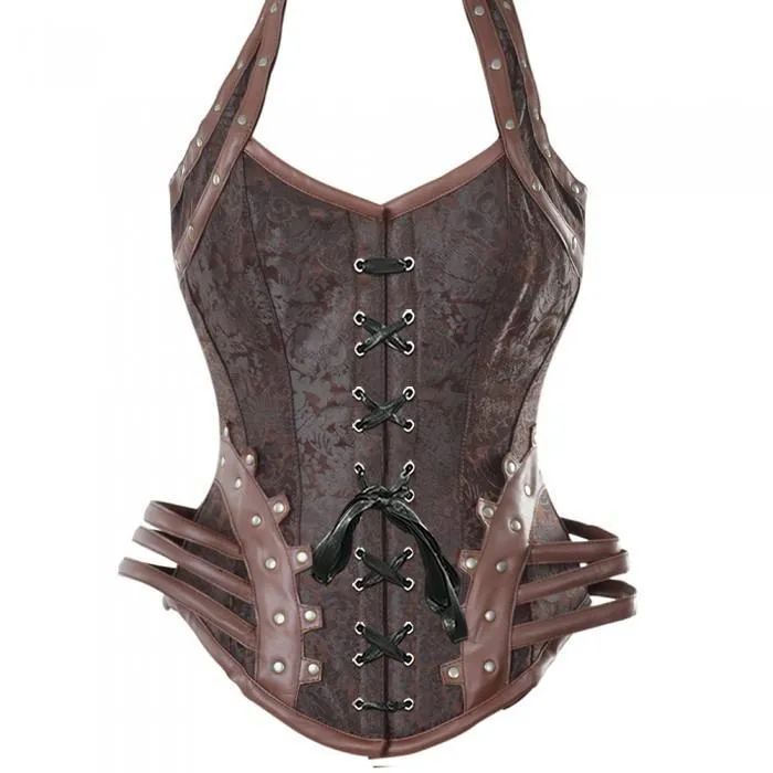 Daley Brown Steampunk Corset With Hip Straps And Neckholder