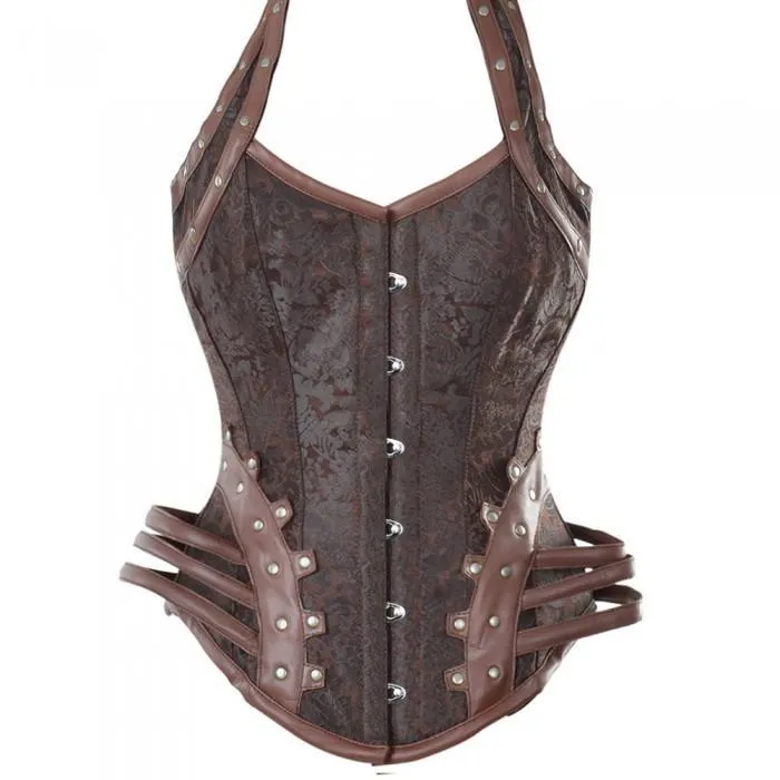 Daley Brown Steampunk Corset With Hip Straps And Neckholder