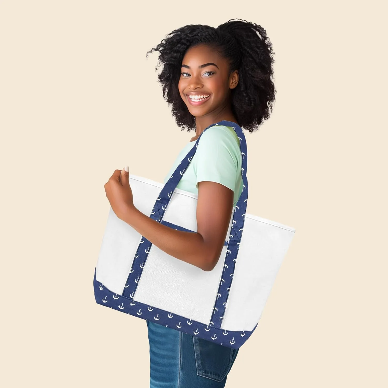 DALIX 23" Premium 24 oz. Cotton Canvas Shopping Tote Bag