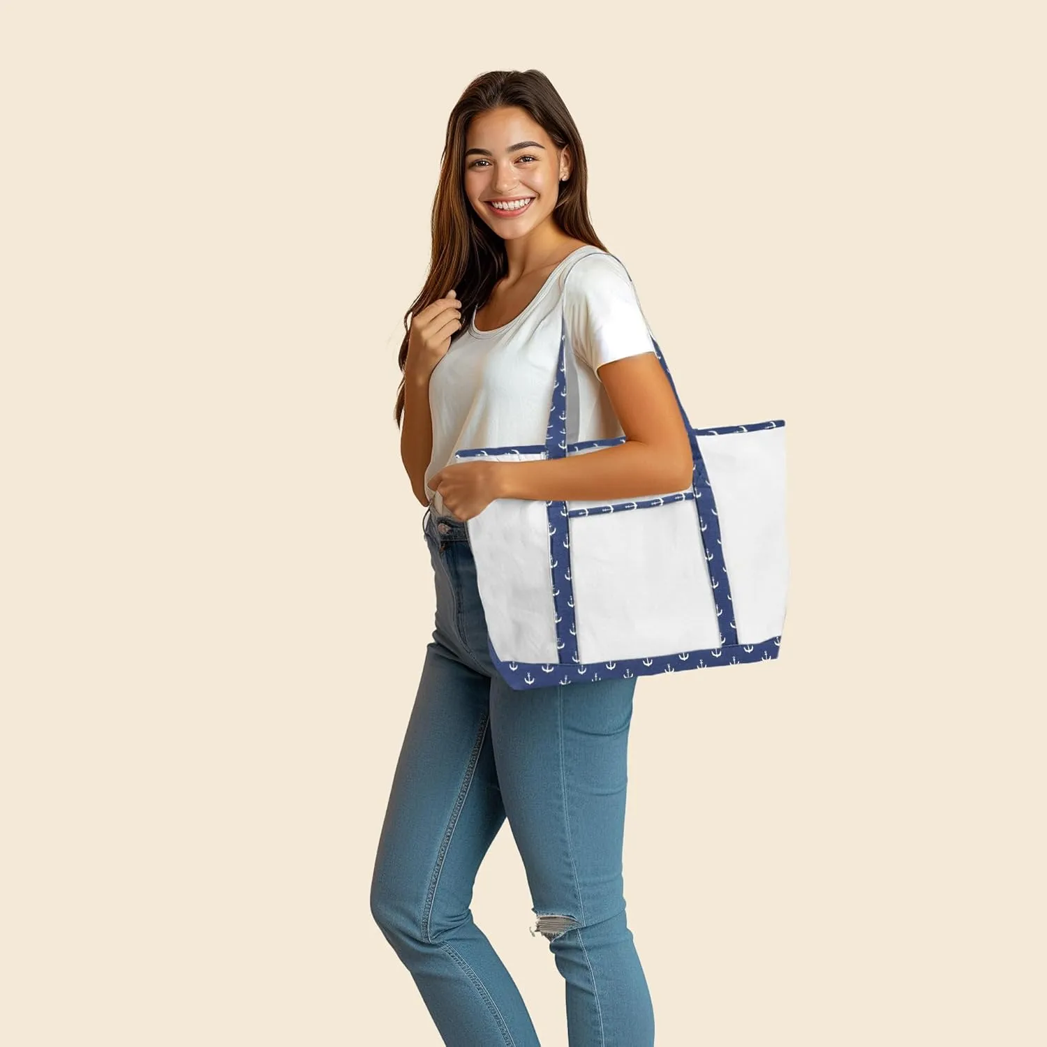 DALIX 23" Premium 24 oz. Cotton Canvas Shopping Tote Bag