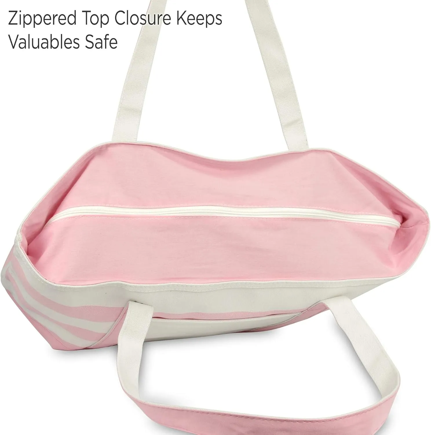 DALIX Flamingo Striped Canvas Tote Bag Premium Cotton