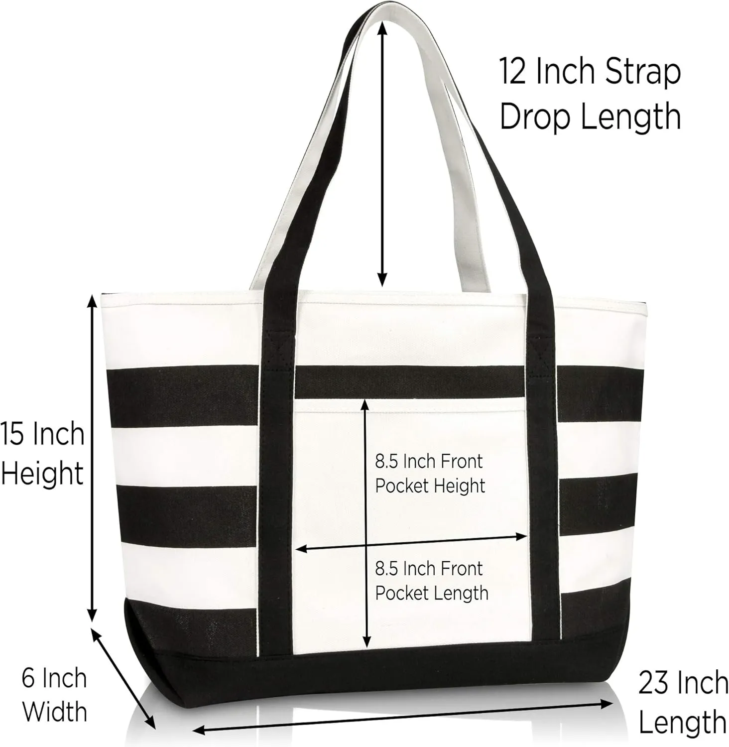 DALIX Flamingo Striped Canvas Tote Bag Premium Cotton