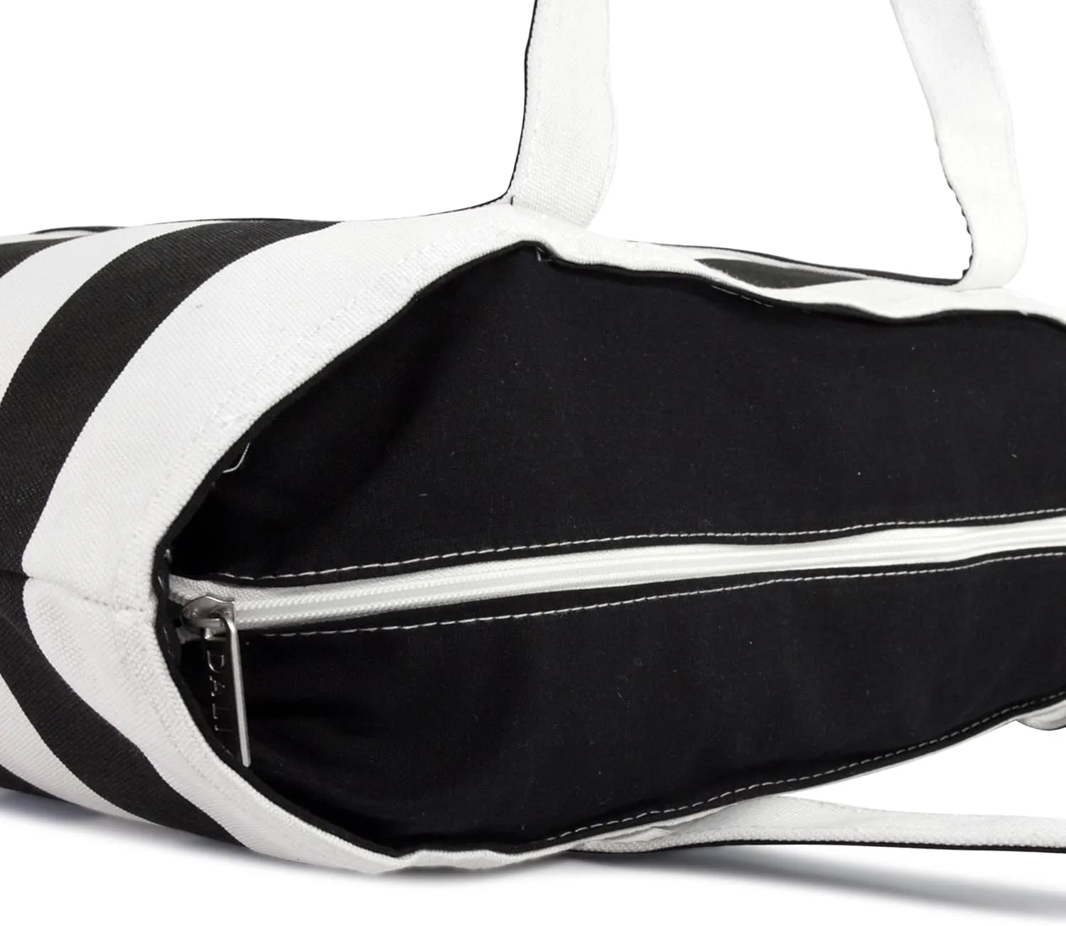 DALIX Striped Boat Bag Premium Cotton Canvas Tote in Black