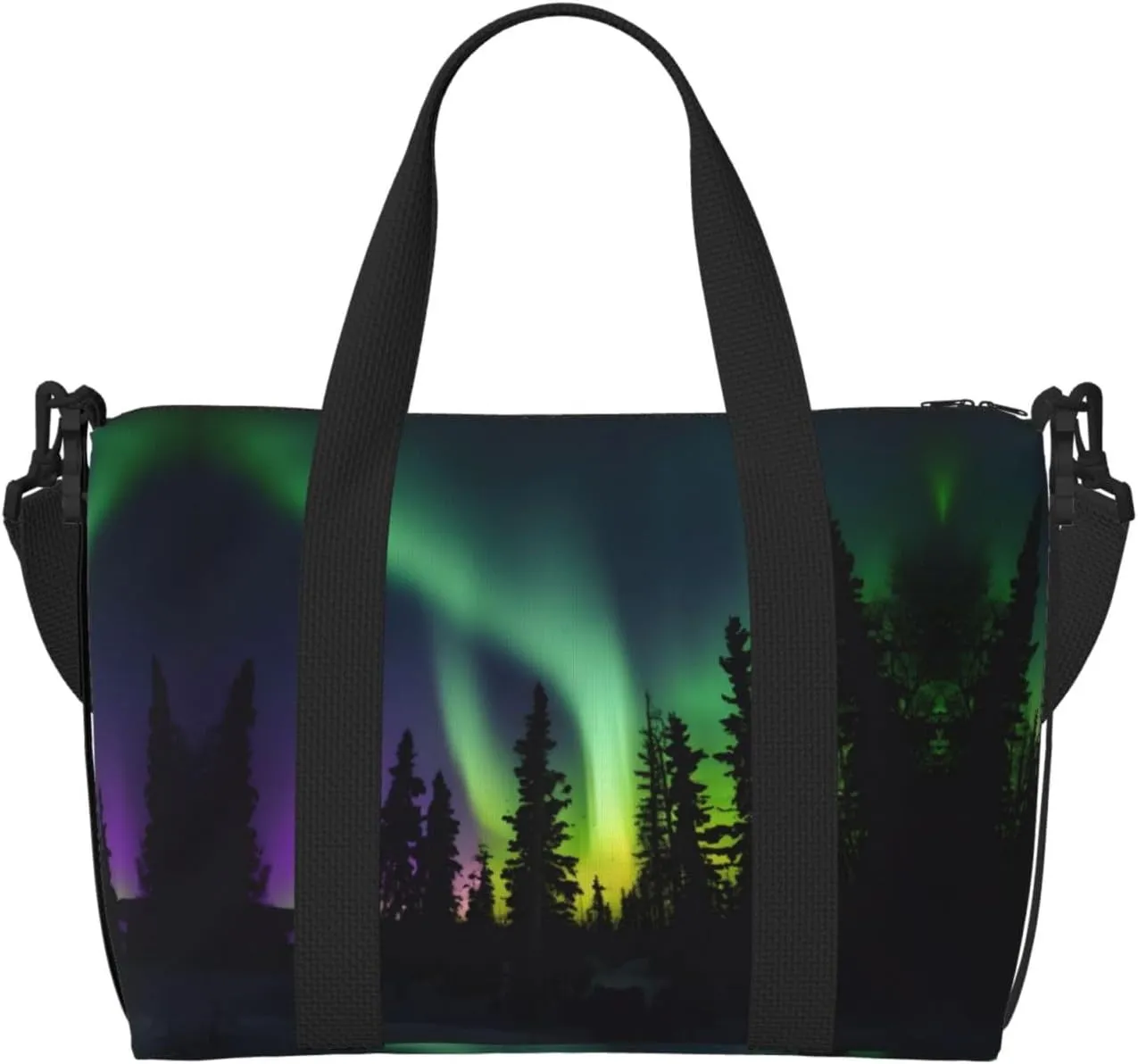 Dark Northern Lights Print print Travel Duffle Bag,Weekender Bags,Gym Duffel Bag,Luggage Duffle Overnight for Women Men