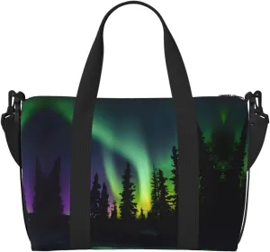 Dark Northern Lights Print print Travel Duffle Bag,Weekender Bags,Gym Duffel Bag,Luggage Duffle Overnight for Women Men