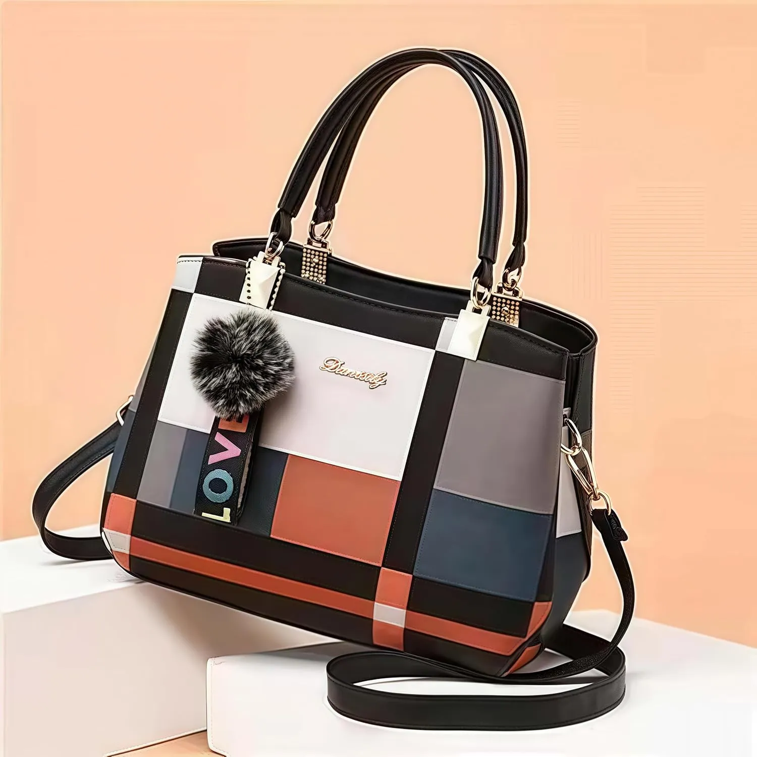 Dassily Purses and Handbags For Women Fashion Plaid Pattern Crossbody Bag Shoulder Bag Small Tote Bag Ladies Satchel Purse