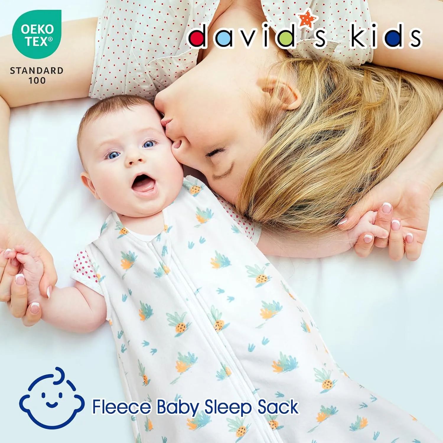 david's kids Micro Fleece Baby Sleep Sack 6-12 Months, Soft Warm Baby Wearable Blankets with 2-Way Zipper, 2 Pack Comfy Sleeping Bags for Infant Newborn Boys Girls Neutral, Medium Size, Dinosaur