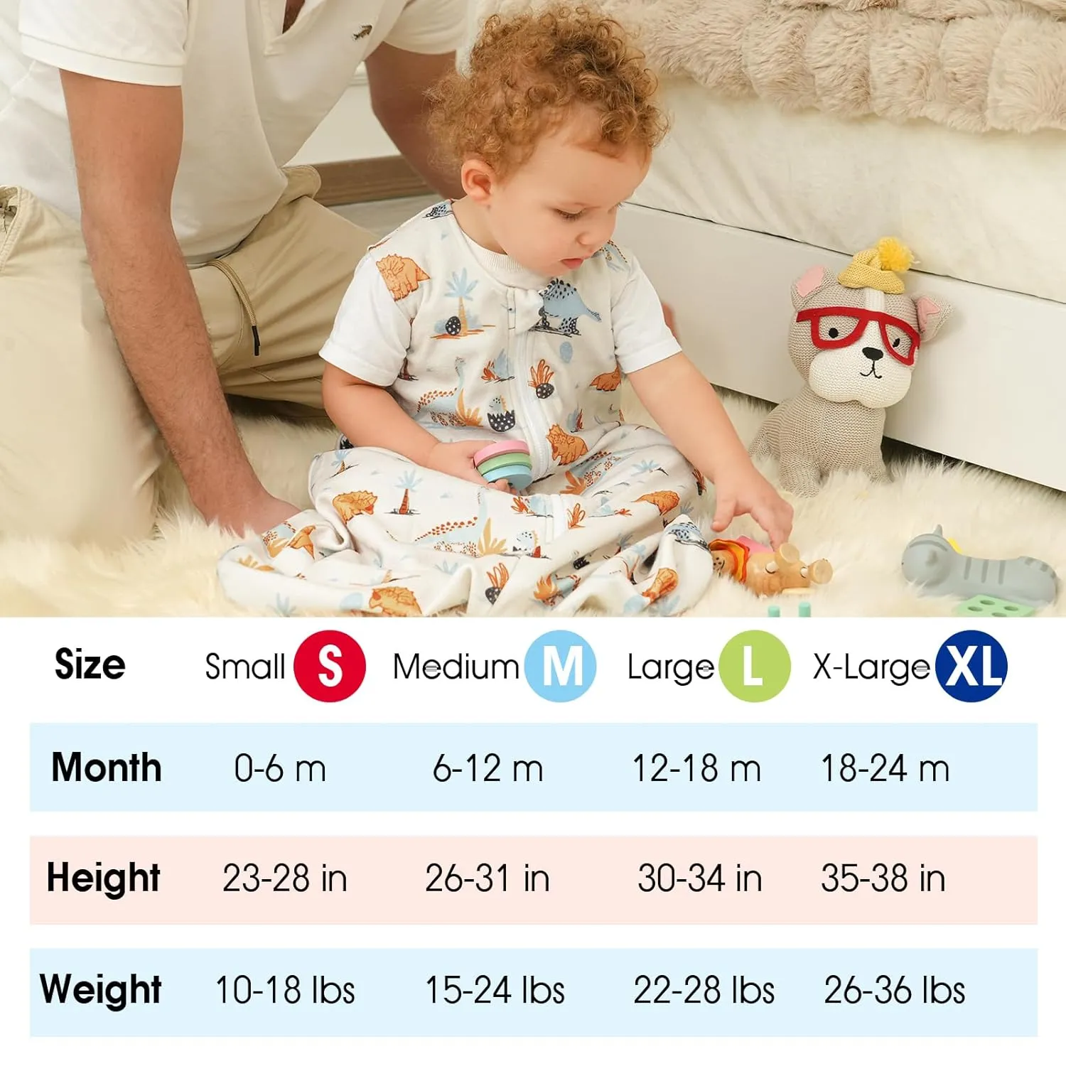 david's kids Micro Fleece Baby Sleep Sack 6-12 Months, Soft Warm Baby Wearable Blankets with 2-Way Zipper, 2 Pack Comfy Sleeping Bags for Infant Newborn Boys Girls Neutral, Medium Size, Dinosaur