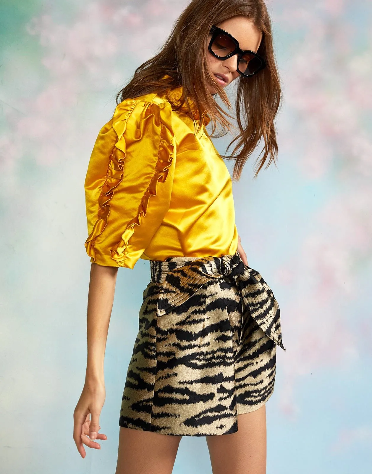 Davina Brocade Pleated Short