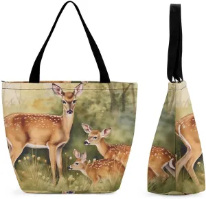 Deer Mama and Little Women Tote Bag Casual Shoulder Bag Travel Shopping Handbags for Work Travel Fashion Gifts