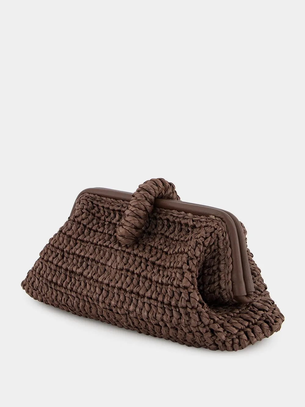 Delphine Raffia Pouch in Umber