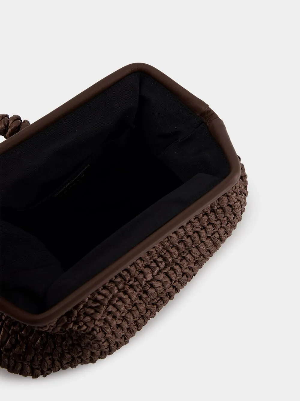 Delphine Raffia Pouch in Umber