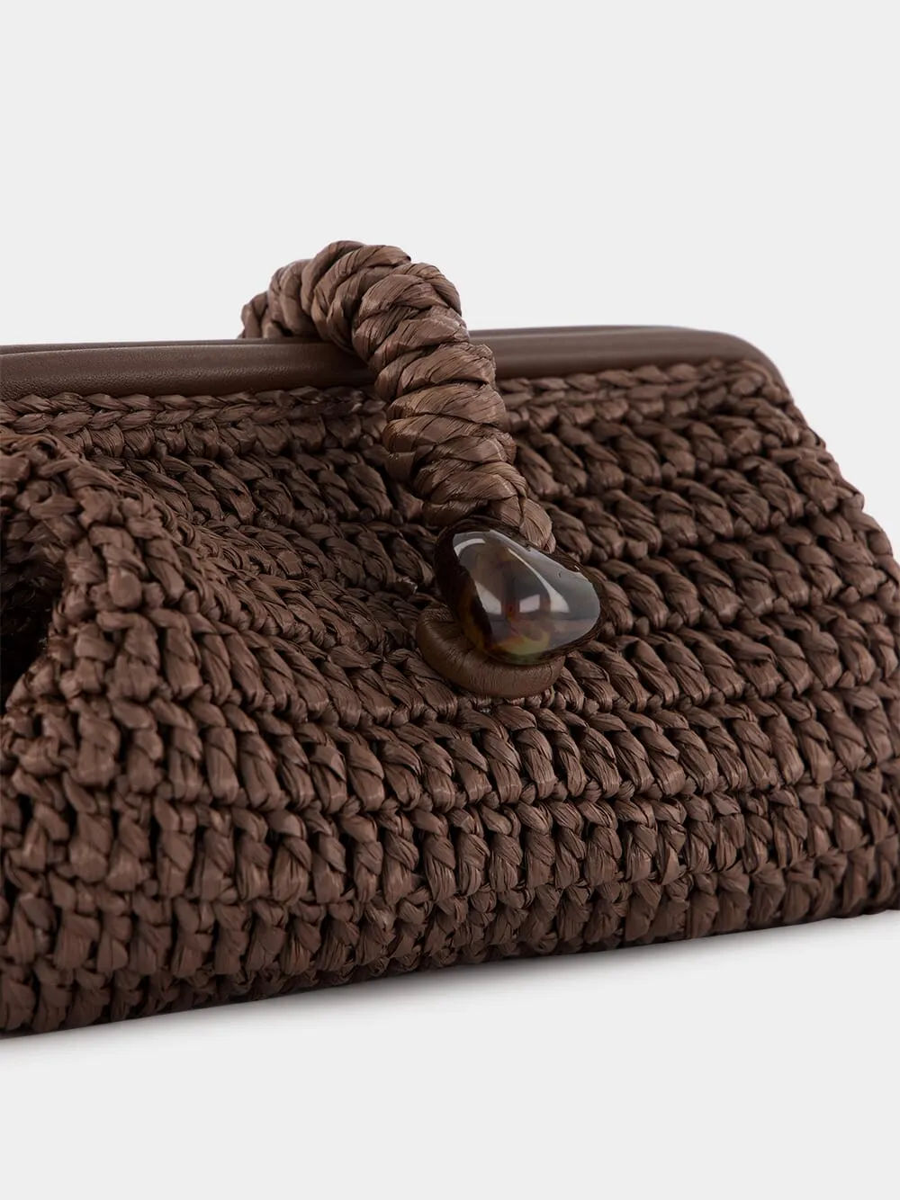 Delphine Raffia Pouch in Umber