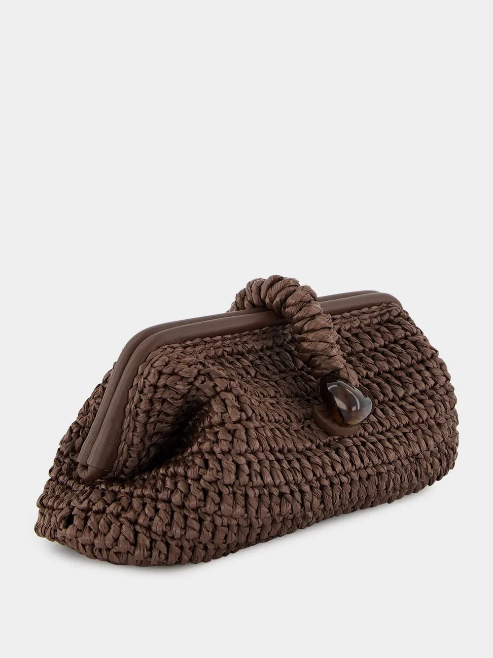 Delphine Raffia Pouch in Umber