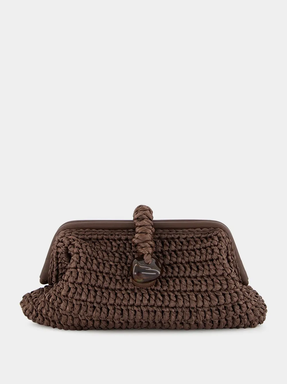 Delphine Raffia Pouch in Umber