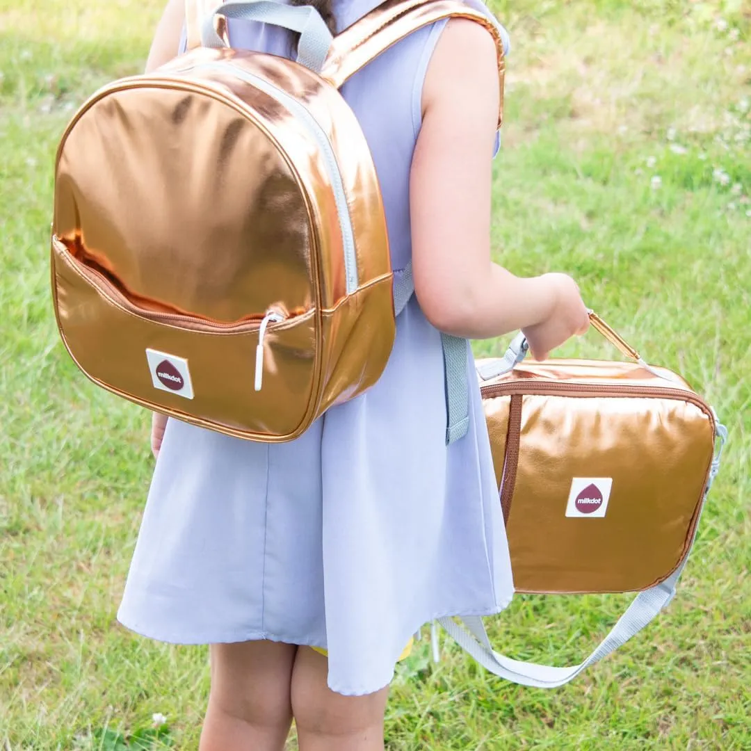 Designer Mini Backpack, Vegan Leather, Perfect for Women, Men, Boys, Girls, Stylish for kids ages 3  (Gold)