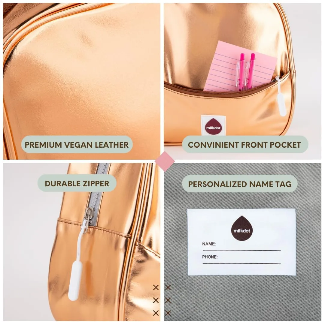 Designer Mini Backpack, Vegan Leather, Perfect for Women, Men, Boys, Girls, Stylish for kids ages 3  (Gold)