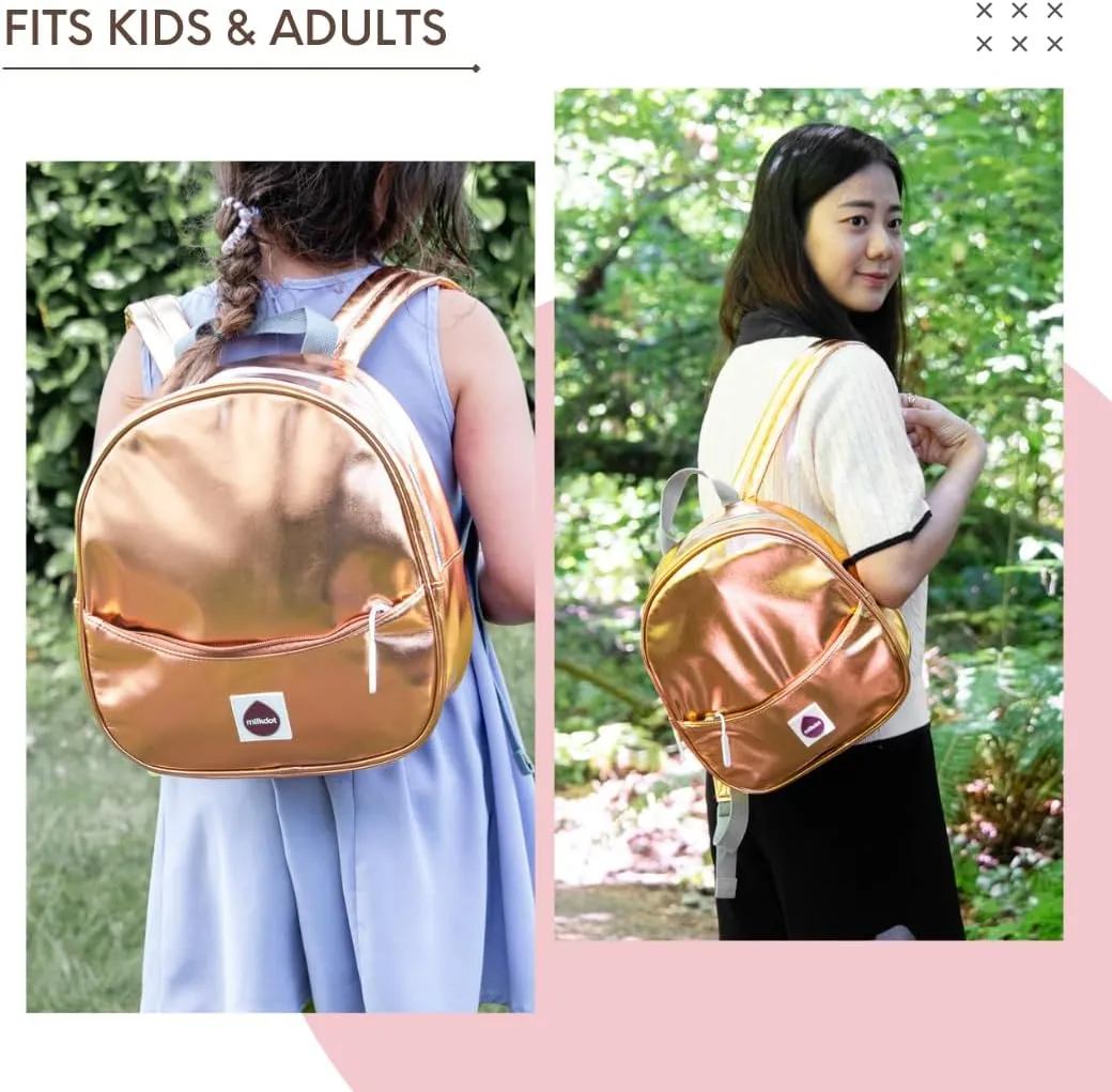 Designer Mini Backpack, Vegan Leather, Perfect for Women, Men, Boys, Girls, Stylish for kids ages 3  (Gold)