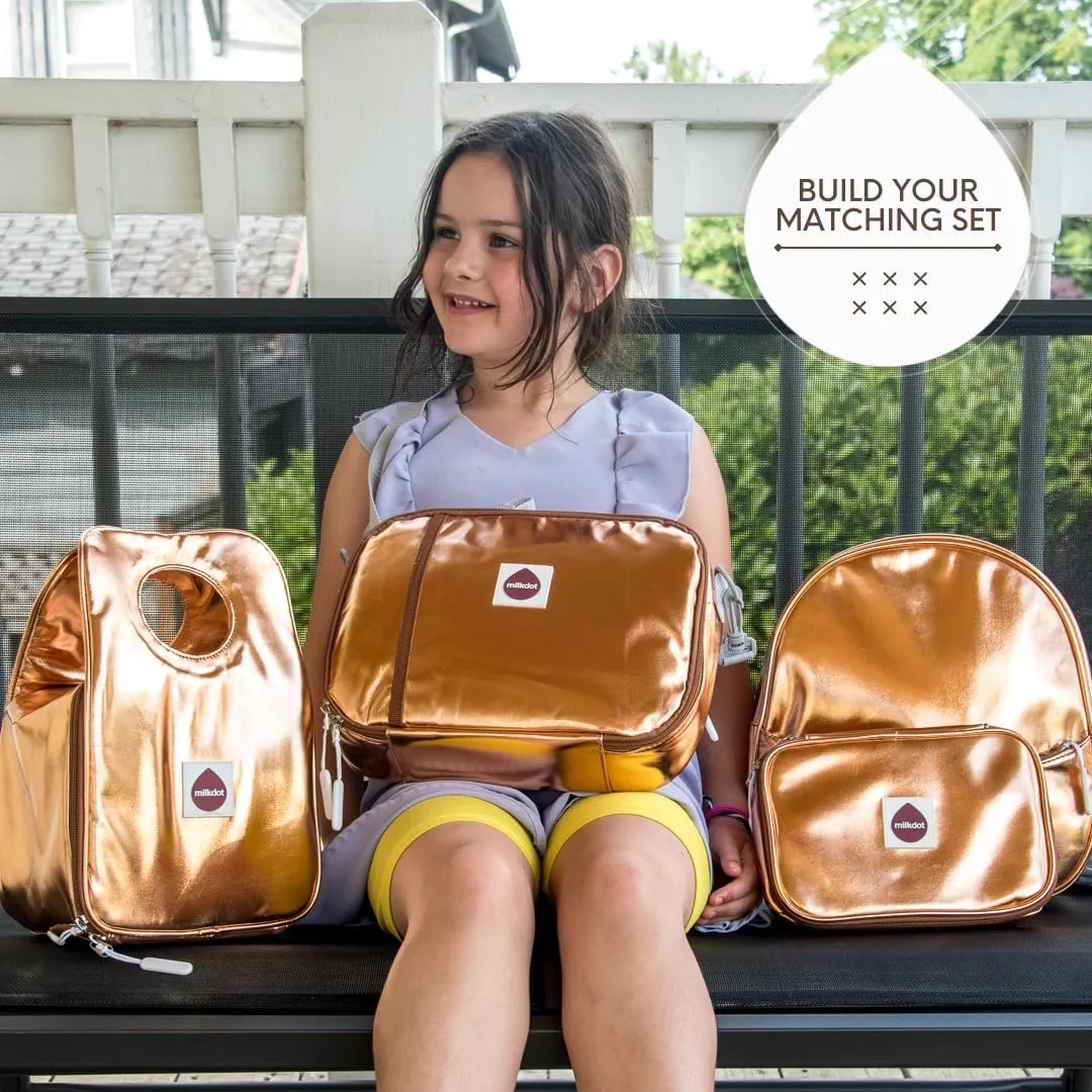 Designer Mini Backpack, Vegan Leather, Perfect for Women, Men, Boys, Girls, Stylish for kids ages 3  (Gold)
