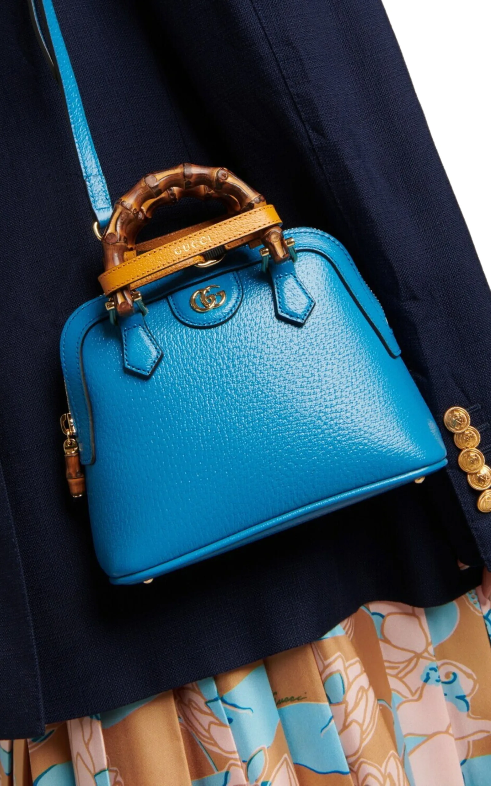 Diana Mini Blue Leather Tote