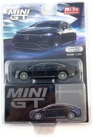 Diecast Model Car Compatible with Mercedes-Benz EQS Black Luxury Sedan 1:64 Scale Diecast Model Car by Mini GT MGT00694
