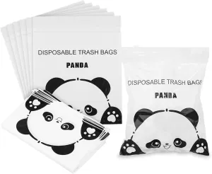 Disposable Car Trash Bags 100 Pack Car Garbage Bag Self Adhesive Vomit Bags Panda Pattern Trash Bag Automobiles for Cars Kitchens Bedrooms Offices During Travel and Camping (Style A)