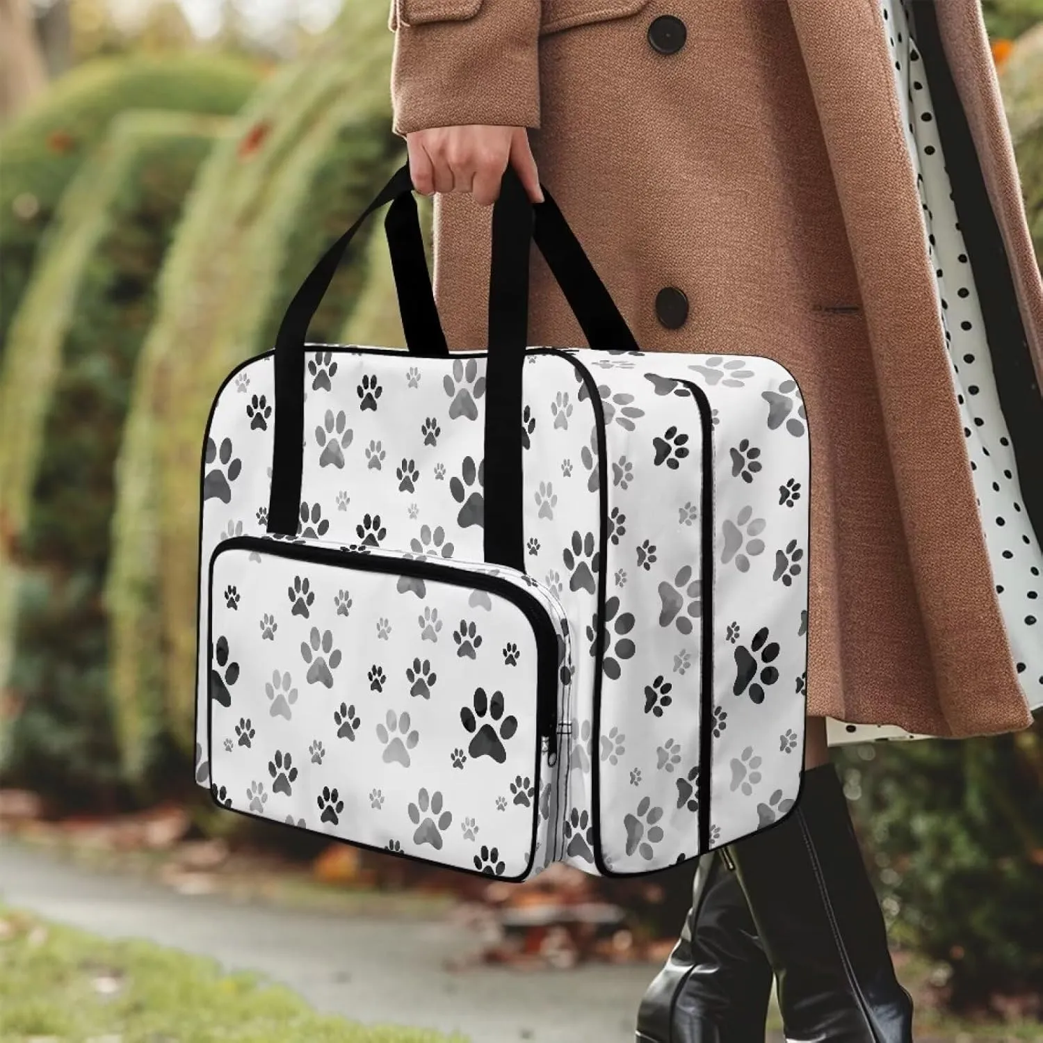 Dog Paw American Home Sewing Bag Tote Bag Organizer Sewing Supplies and Accessories，Fits Most Sewing Machines