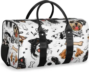 Dog Print Travel Duffle Bag, Sports Gym Bags for Women Men, Carry On Weekender Overnight Workout Airplane Trips Bag