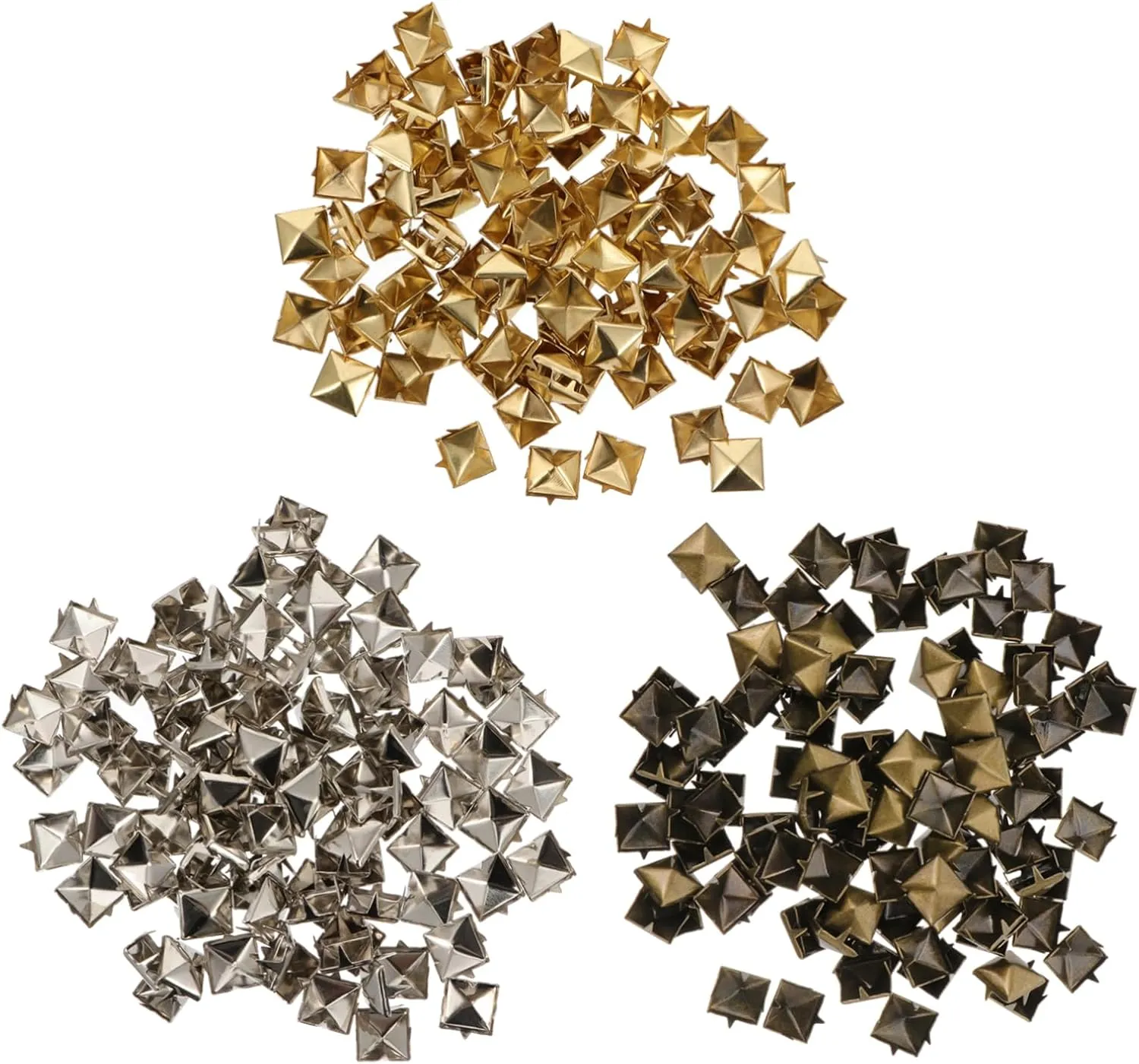 DOITOOL 300Pcs Square Rivets for DIY Clothing Shoes and Bags Punk Spikes Accessories Each Antique for Designs