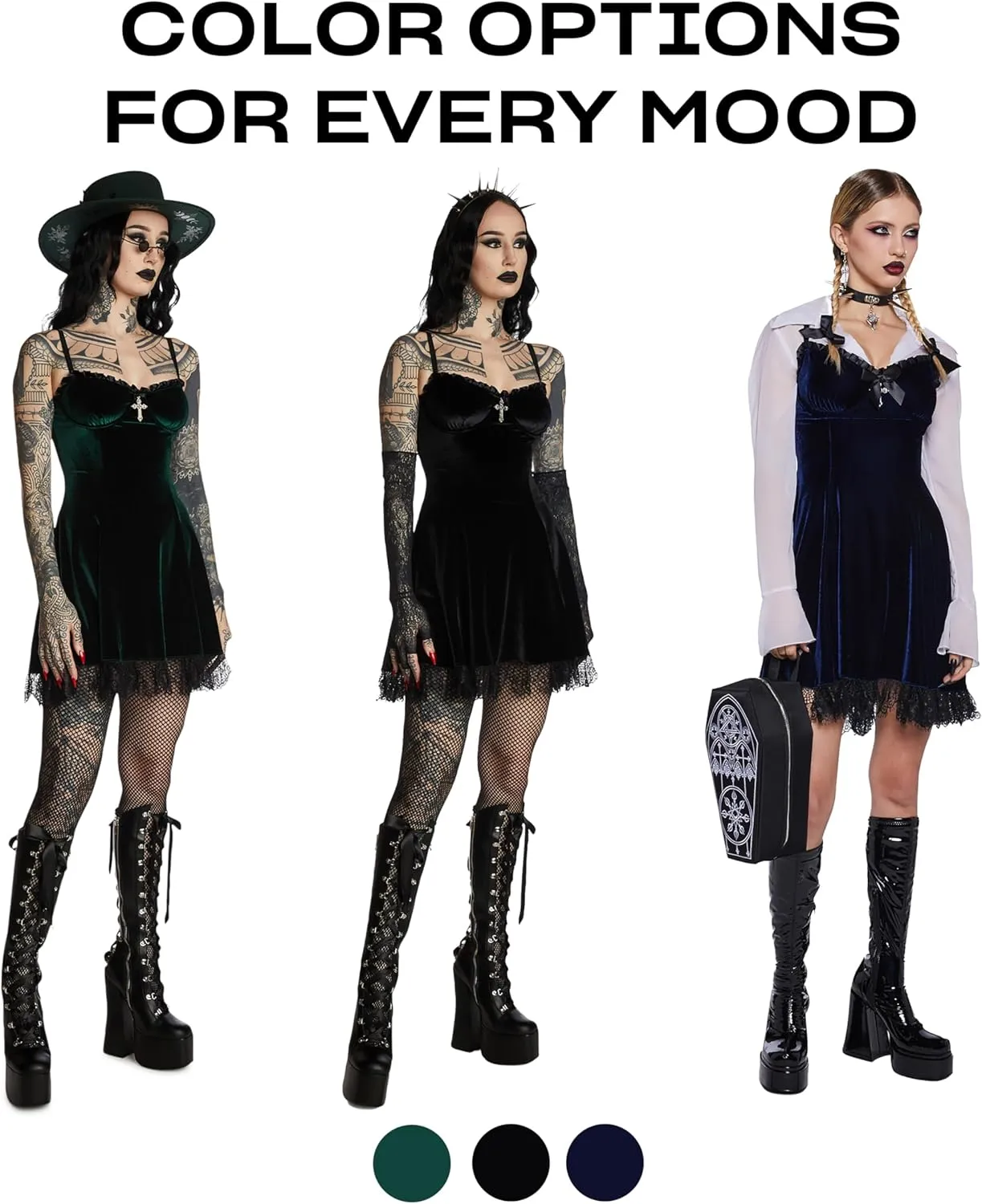 Dolls Kill Blind Faith Velvet Dress by Widow – Velvet Mini Dress with Lace Trim and Cross Design for Dark Romantic Fashion