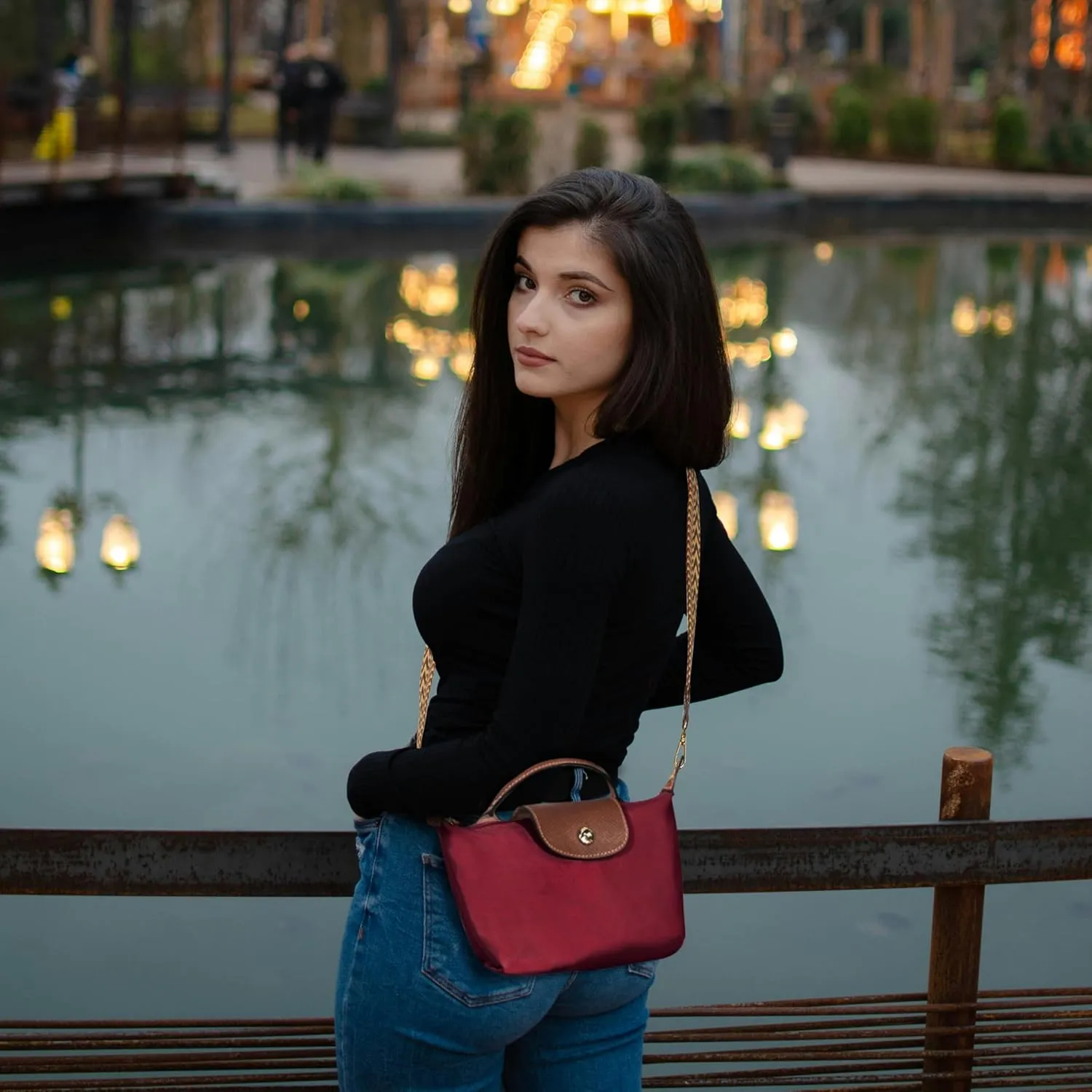 DOMAT Crossbody Bag for Women, Chic Lightweight Purse with Leather Top-handle, Compact Clutch Bag, Shoulder Handbag