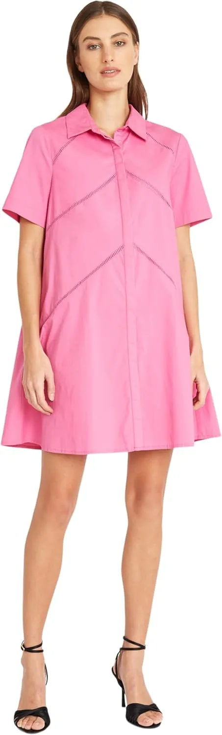 Donna Morgan Collared Shirt Ladder Embroidery Trim Detail | Casual Dresses for Women
