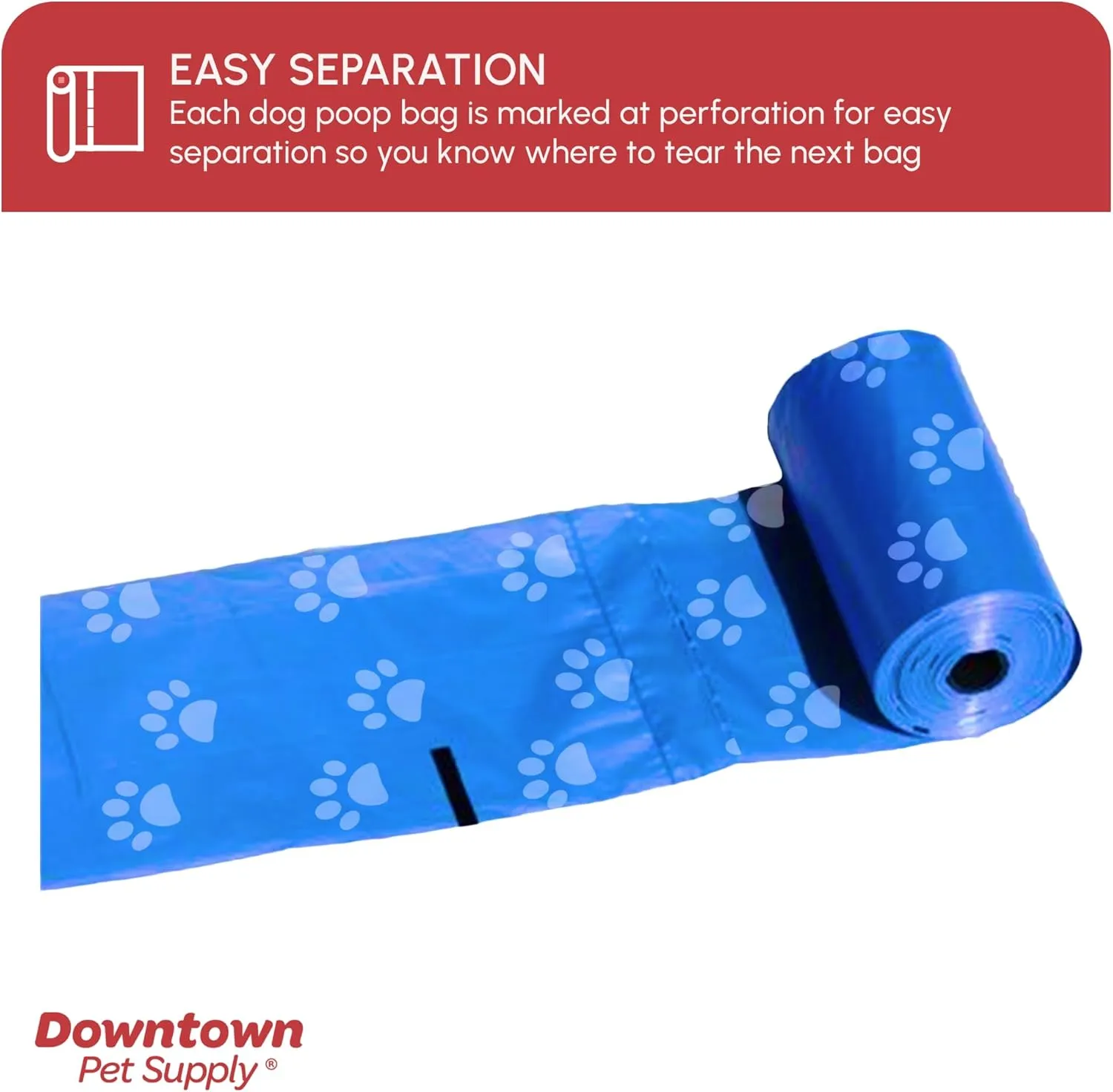 Downtown Pet Supply Rainbow Paw Print Poop Bags (520 CT & 2 Dispensers) - Leak-Proof, Unscented, Clips to Dog Leashes & Harnesses