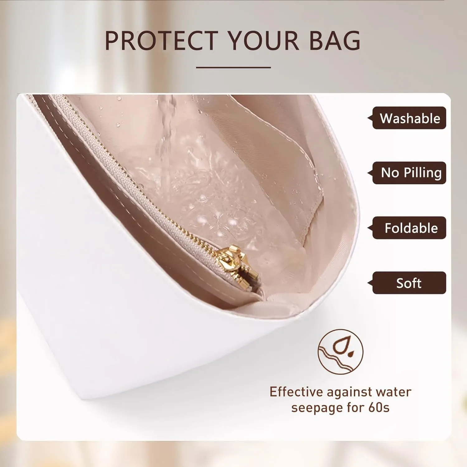 Doxo Longchamp Mini Organizer Insert, Purse Organizer Insert for Le Pliage Mini and More, Lightweight Waterproof DupontPaper Bag Inner Linner Shaper, Keeps Bags Shaped & Neat(White, XS)