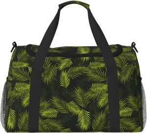 Duffle Bag for Travel, Tropical Palm Leaves Fern Leaf Weekender Overnight Duffel Bag, Carry On Bag Gym Bag for Women Men, Personal Item Travel Bag