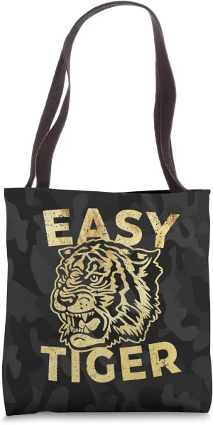 Easy Tiger Cool Distressed Tiger Roar Trendy Animal Print Tote Bag