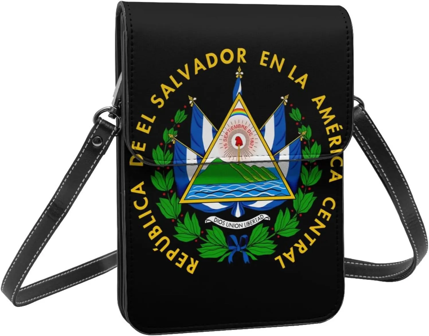 El Salvador Flag Leather Crossbody Phone Purse for Women Cute Wallet Bags Lightweight Mini Sling Bag