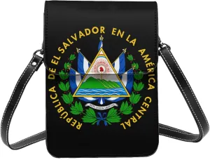 El Salvador Flag Leather Crossbody Phone Purse for Women Cute Wallet Bags Lightweight Mini Sling Bag