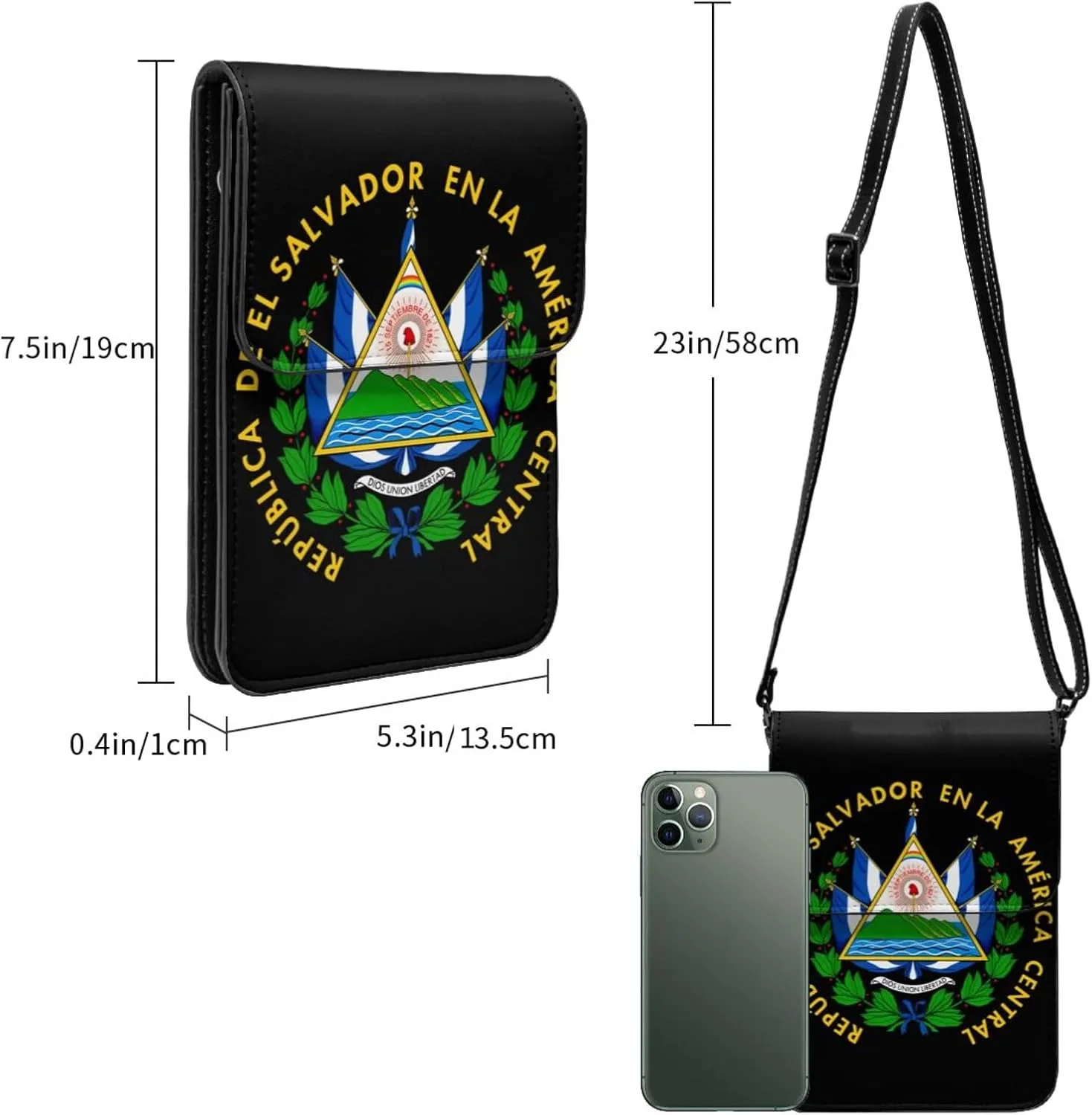El Salvador Flag Leather Crossbody Phone Purse for Women Cute Wallet Bags Lightweight Mini Sling Bag