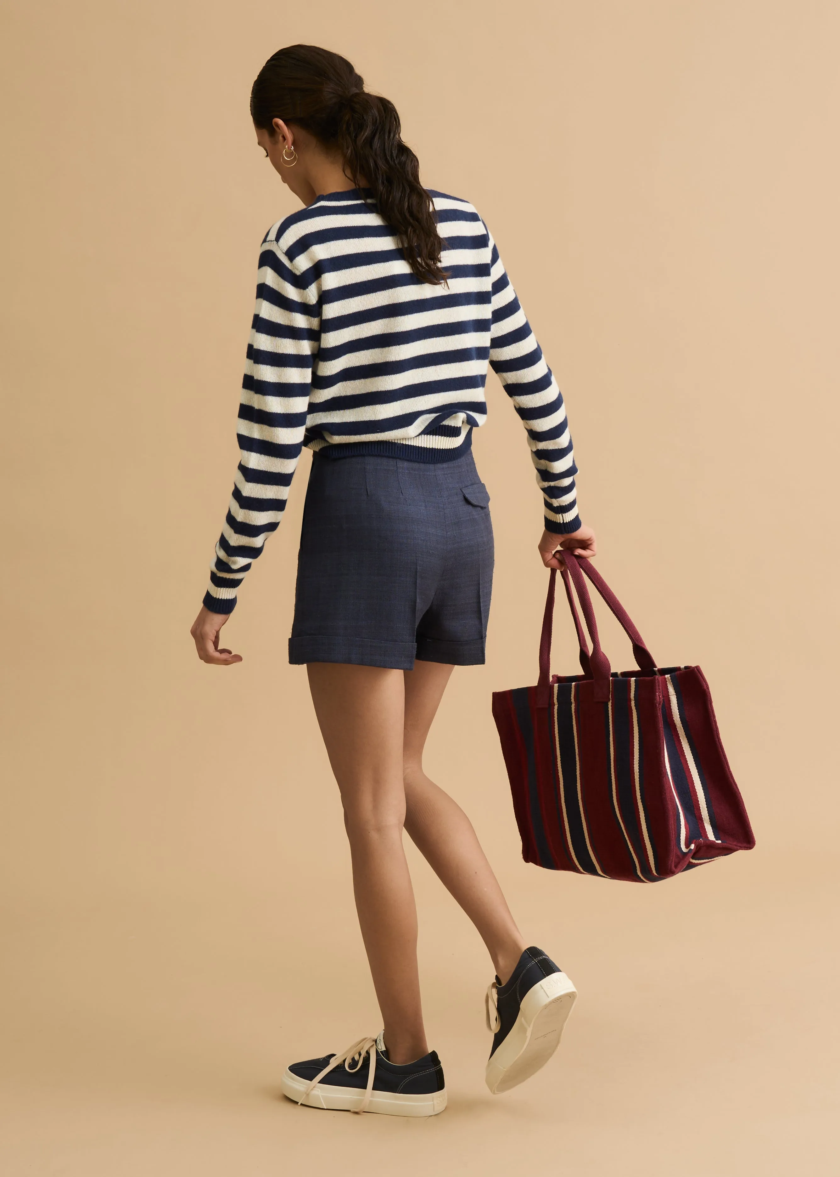 'Eliana' Striped Tote Bag