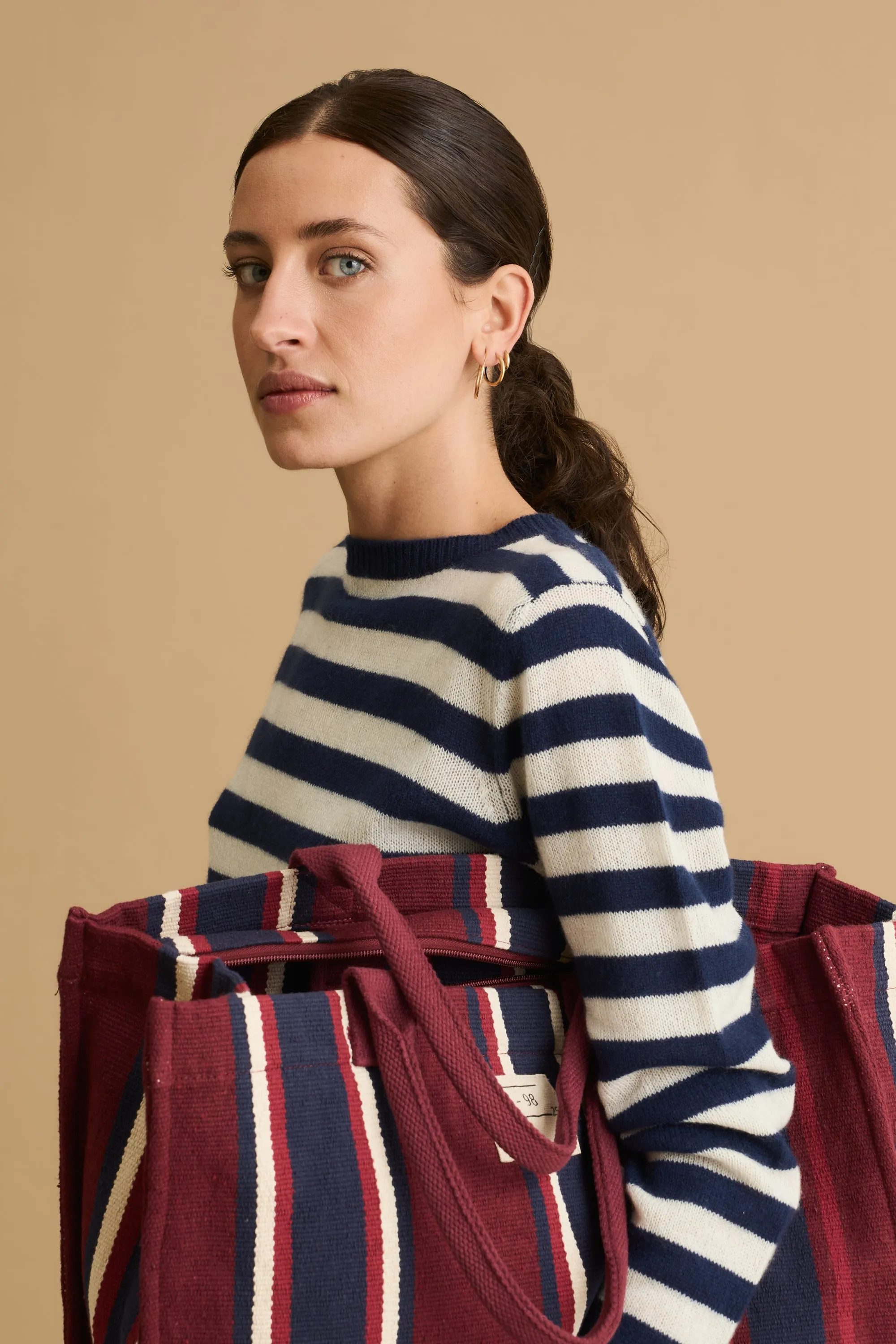 'Eliana' Striped Tote Bag