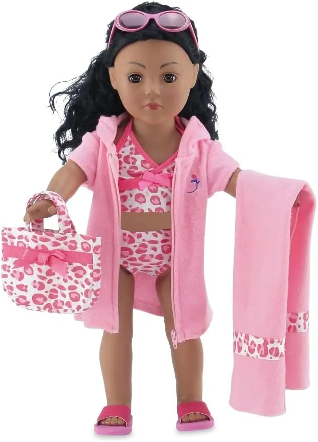 Emily Rose 18-inch Doll Clothes 6-Piece Tankini Bathing Suit Swimsuit Gift Set Including Sunglasses, Tote, and Sandals | Compatible with 18" American Girl Dolls | Doll NOT Included | USA Business
