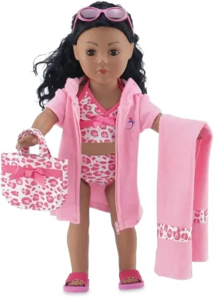 Emily Rose 18-inch Doll Clothes 6-Piece Tankini Bathing Suit Swimsuit Gift Set Including Sunglasses, Tote, and Sandals | Compatible with 18" American Girl Dolls | Doll NOT Included | USA Business